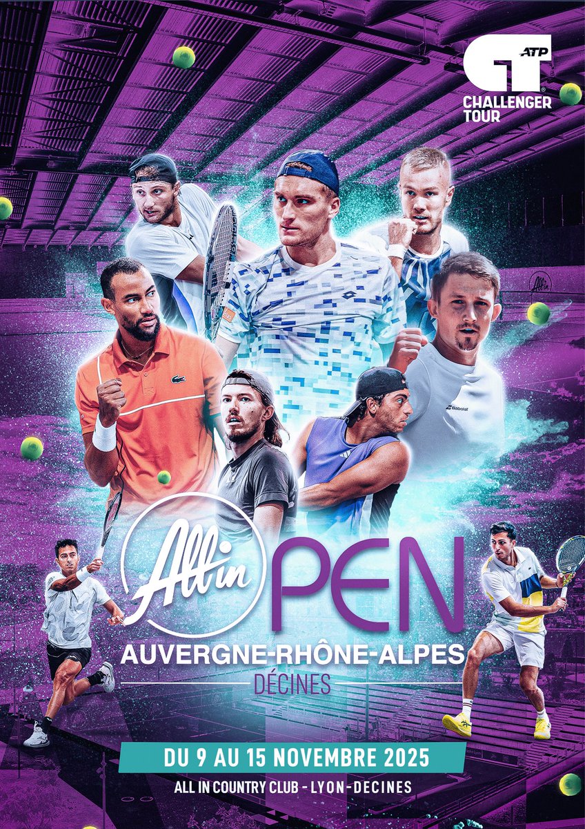 ALL IN OPEN Auvergne-Rhône-Alpes IS BACK 🔥

📆Du 9 au 15 novembre 2025 
📍ALL IN COUNTRY CLUB 

#tennis #challenger