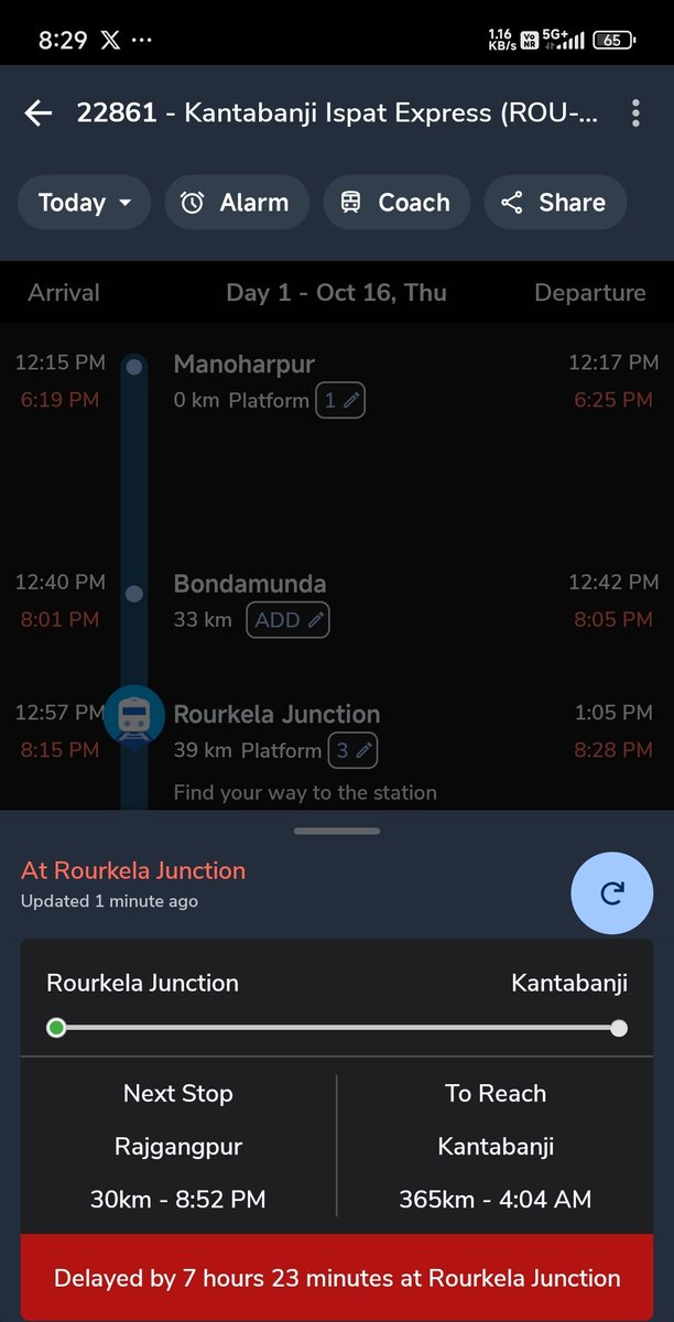 NorthOdishaRail's tweet image. ବାହ୍! 👏 @CkpDrm ସାରଙ୍କ #punctuality monitoring ଦେଖି ଚକିତ!🙏22861 #Howrah–#Kantabanjhi #Ispat SF Exp 40 km(MOU–#Rourkela) ପାଇଁ 2 ଘଣ୍ଟା ଓ #Tatanagar ରୁ 5 ଘଣ୍ଟା! ଯାତ୍ରୀଙ୍କ #grievances କିଏ ଦେଖିବ?#LateDivisionCKP ଓ #LateDivisionKGP ସଦା “ସମୟ” ରେ ବିଳମ୍ବ କରିବାରେ ସଫଳ!🚆💤 @RailMinIndia