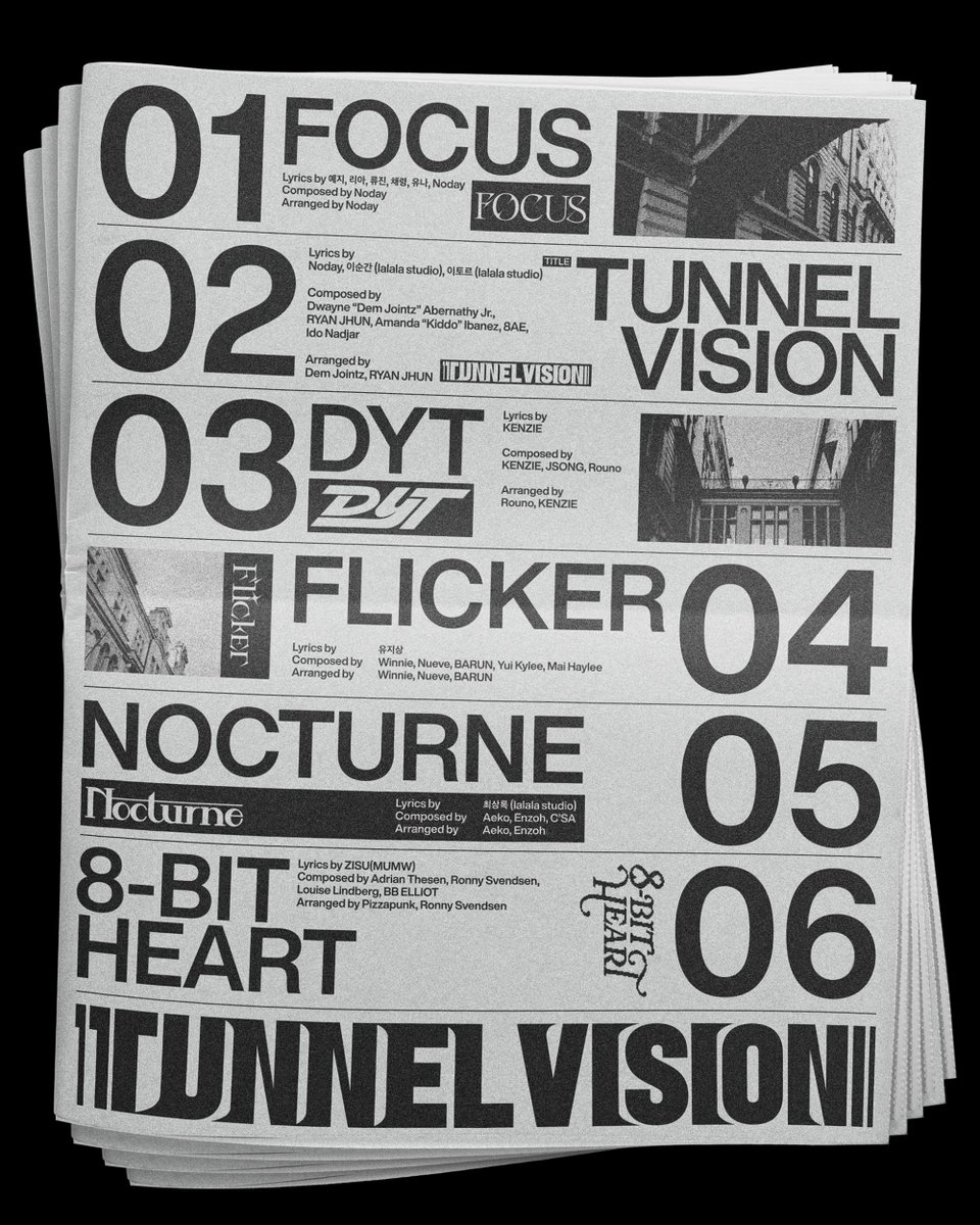 TheePopCore's tweet image. ITZY (@ITZYofficial) announces new album 'TUNNEL VISION', dropping on November 10th.
— Track list for 'TUNNEL VISION':
1. FOCUS
2. TUNNEL VISION
3. DYT
4. FLICKER
5. NOCTURNE
6. 8-BIT HEART