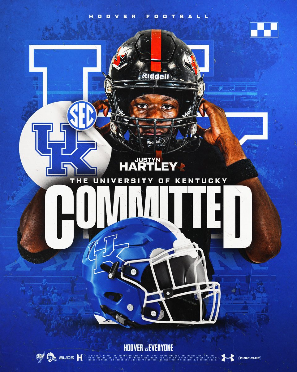 Proud of you, @justyn_jd!
All your hard work, leadership, and consistency continue to pay off. Congratulations on receiving an offer from <a href="/UKFootball/">Kentucky Football</a> and officially committing to the Wildcats! 💪🏽💙 #BBN #GoCats #HooverFootball #BucNation