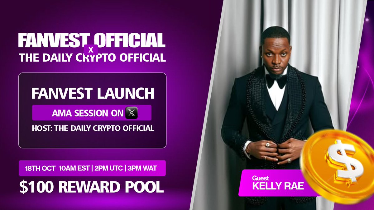 We’re excited to announce that Kelly Rae (BBNaija Season 9 Winner) <a href="/iamkellyrae1/">Kellyrae</a> will be a guest on our official FanVest X Space Launch Event this Saturday, 18th Oct — 10AM EST | 2PM UTC | 3PM WAT.

This is where you get to understand everything about FanVest — how it works, why