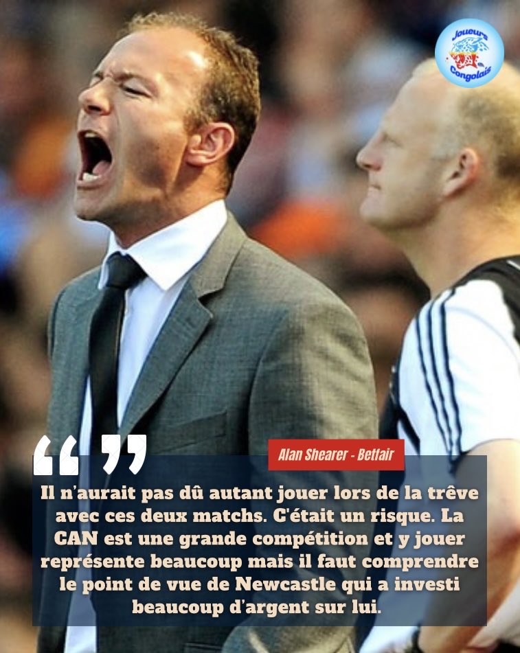 JoueursCD's tweet image. 🎙️| Alan Shearer demande à Yoane Wissa de ne pas jouer la prochaine CAN !

Lors d’une tribune réalisée sur le site @Betfair, la légende des magpies de Newcastle a exhorté Yoane Wissa à ne pas disputer la prochaine coupe d’Afrique des nations qui se disputera au Maroc du 21