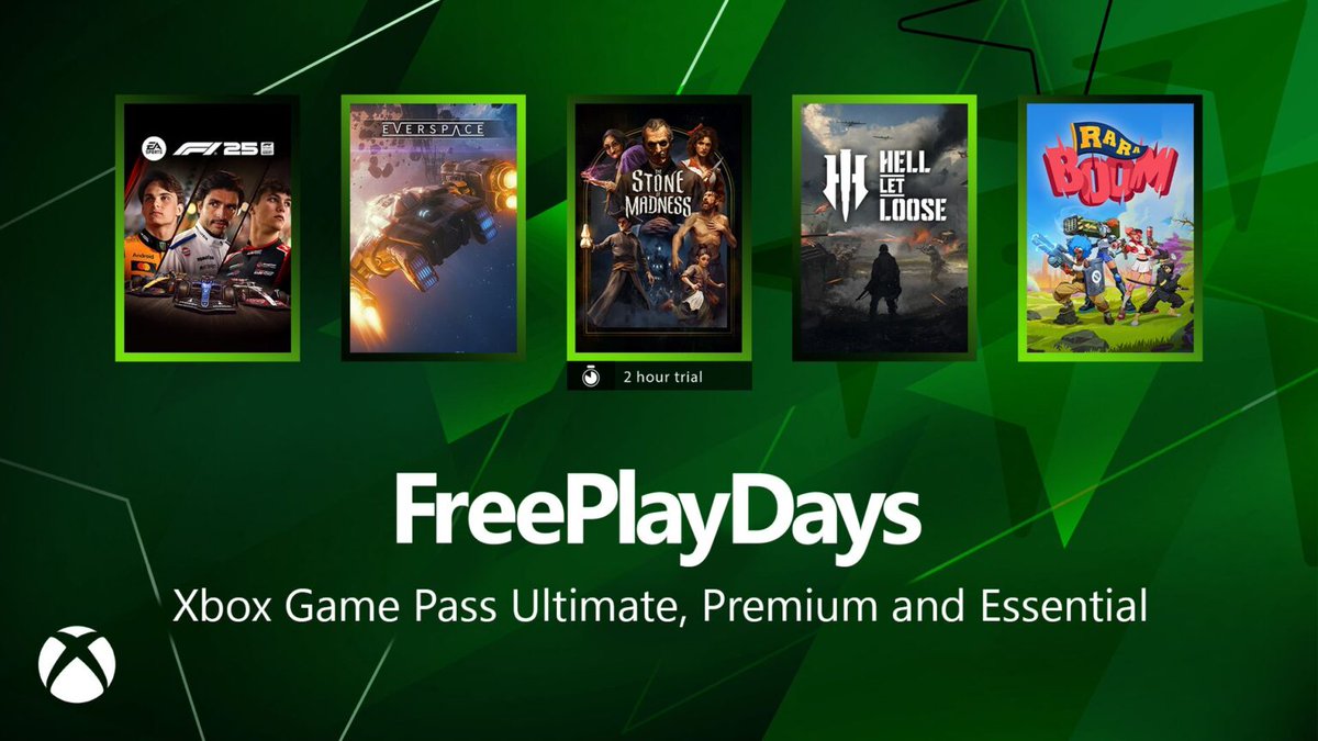 DIAS DE JUEGO GRATIS: Los usuarios con Game Pass en consolas podrán jugar F1 25 hasta el lunes por la madrugada.

Everspace y Hell Let Loose estaran con acceso gratuito en Xbox y PC todo el fin de semana. También hay pruebas gratuitas de The Stone of Madness y Ra Ra Boom.