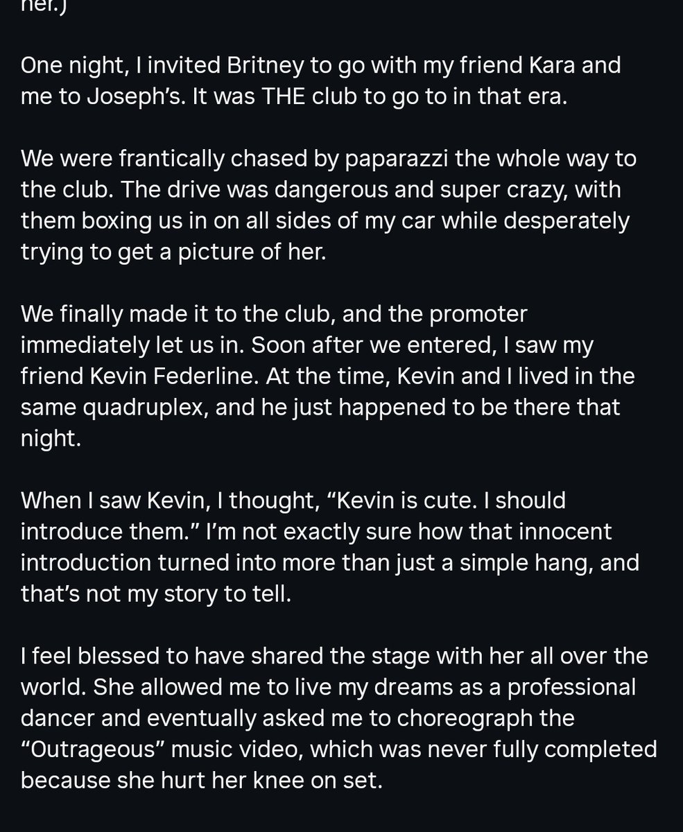 Brit's dancer Teresa finally broke her silence on the kissing allegations‼️ Turns out she's the one who introduced her fellow backup dancer buddy KFed to Britney at Joseph's night club in 2004 😭😭😭