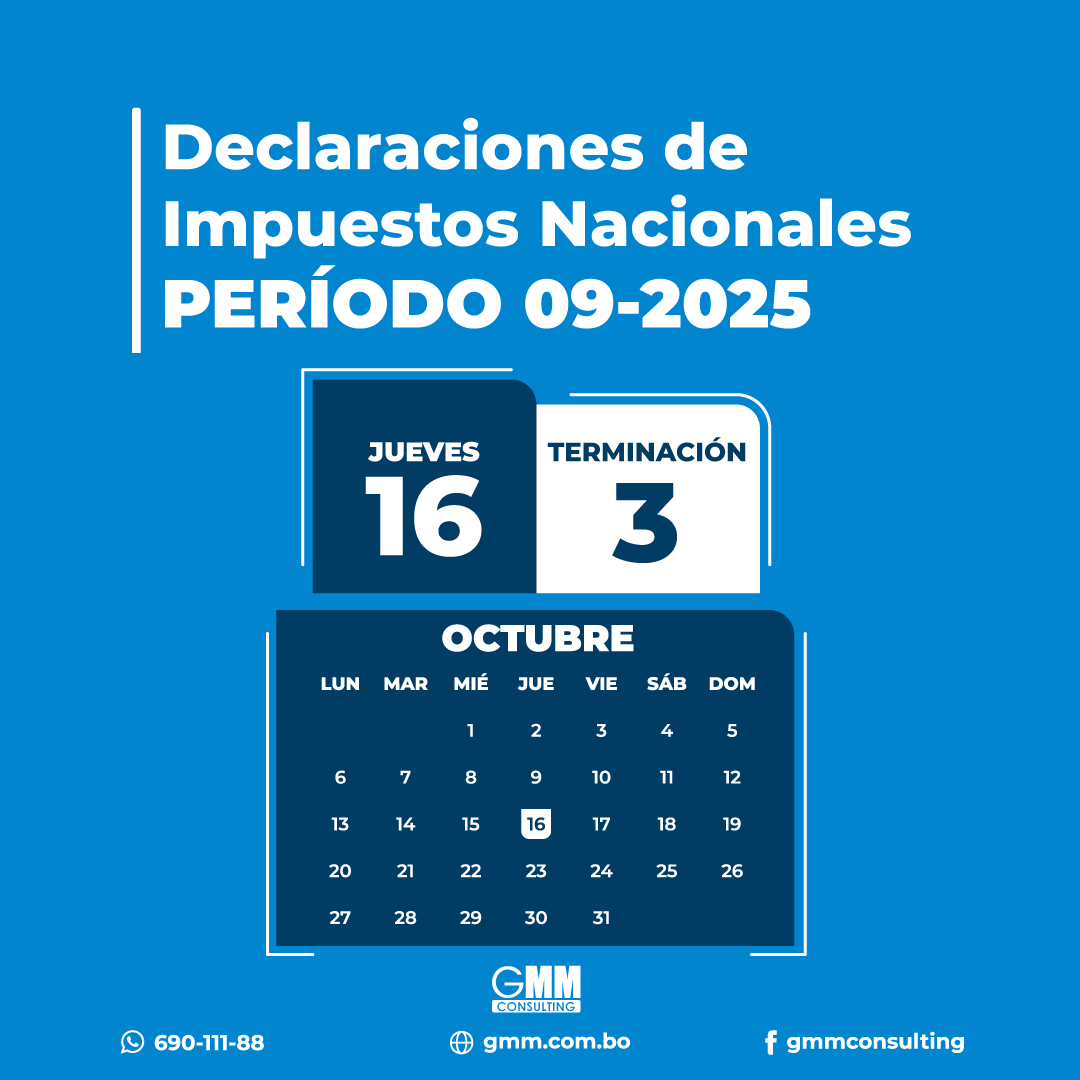 gmmconsulting's tweet photo. #HOY Vencimiento #impuestosnacionales periodo 09/2025
para los #NIT con terminación 3
🔎 Necesitas contador?
👉 Comunicate 📲 690-111-88 https://t.co/9YukKj5KBC

#IVA #IT #gmm #siat #ImpuestosNacionales #rcv #gmmconsulting #contador #contabilidad #auditoria https://t.co/XK7oY9jFze