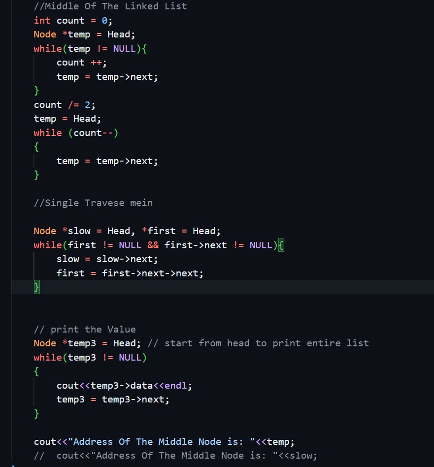 CHAYAN78905's tweet image. 🚀 #Day70 / #180DaysOfCode 🎯
DSA Journey in C++ 📚 | #CoderArmy
📌 Topics: Linked List : Solve problem⚡
✅ Reverse Linked List
✅ Middle Of The Linked List
Thanks to @rohit_negi9 Bhaiya 🙌 for the amazing explanation!
#DSA #CPlusPlus #ProblemSolving #CodingChallenge 🚀