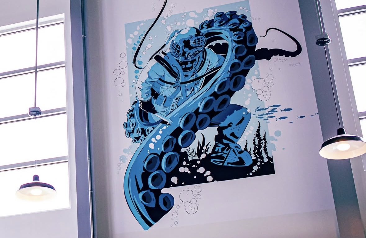 Thank you <a href="/DeepBrew/">Deep Brewing Company</a> for the shoutout today, the art looks great in your new building! Can’t wait to see the other 2 I painted for you up on the walls as well.