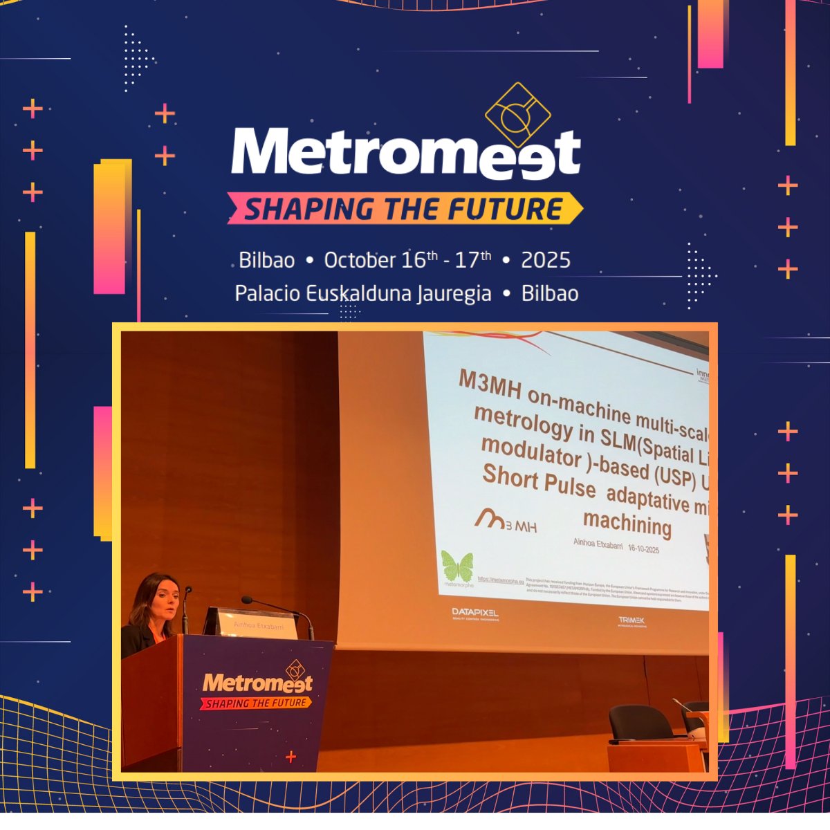 Closing today’s #Metromeet2025, Ainhoa Etxabarri presents   “Redefining Dimensional Quality: Measurement at the Heart of the   Process”.
 
Industrial Engineer at <a href="/IMetrology_ES/">Innovalia Metrology</a>, she shares expertise in CMM   &amp; robot calibration for industrial metrology. 🎯