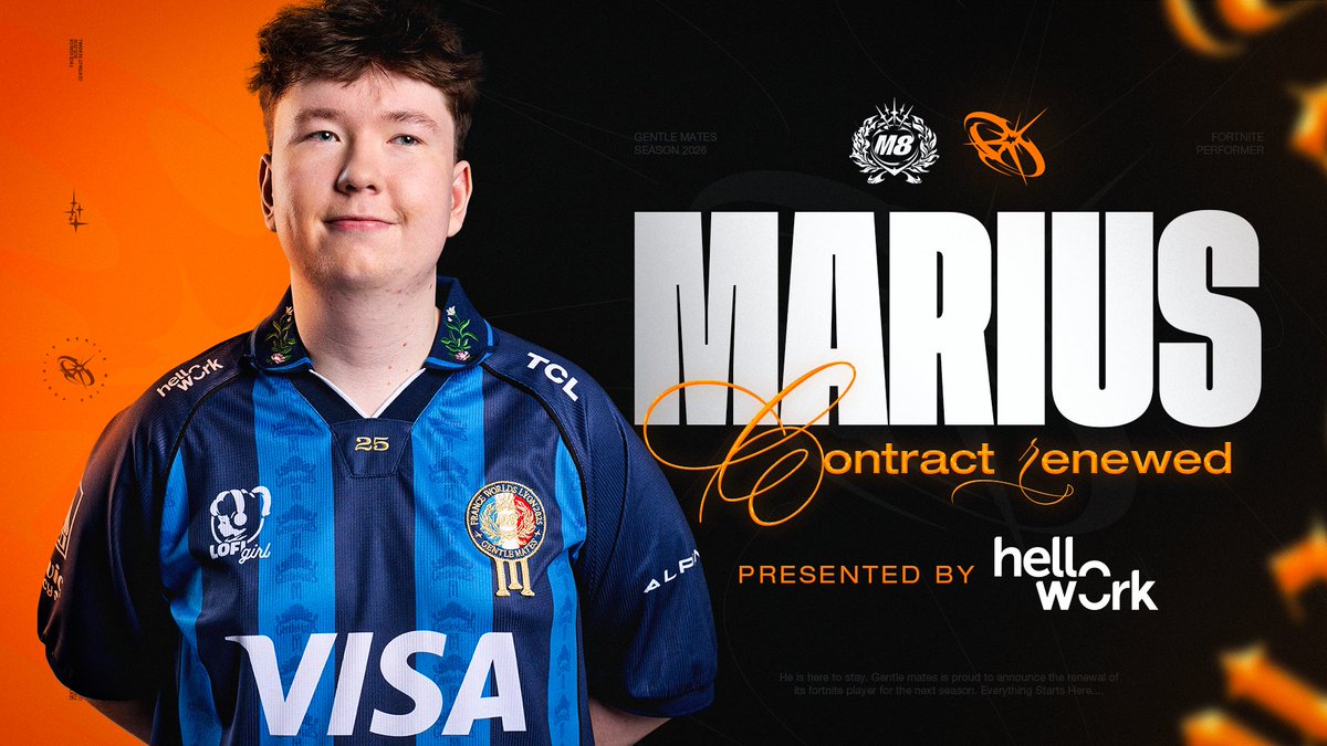 gentlemates's tweet image. Notre Champion d'Europe reste ! #M8WIN 

Notre aventure continue avec @MariusCOW pour la saison FNCS 2026