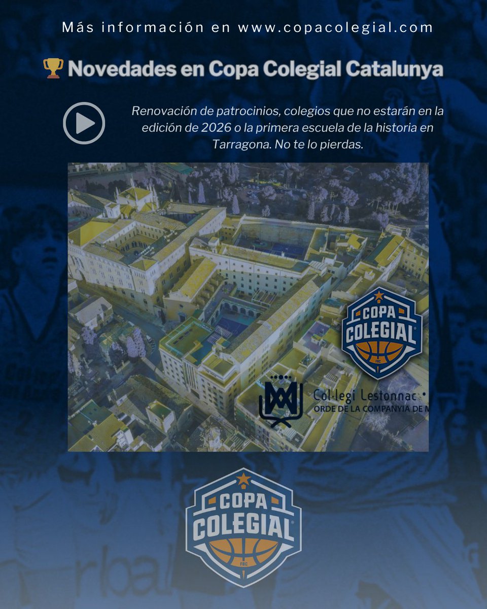 Copa Colegial (@copacolegial) on Twitter photo En <a href="/CopaColegialCat/">Copa Colegial Catalunya</a> no dejan de pasar cositas.
👉 Tenemos al primer colegio de Tarragona de la historia copacolegial.com/es/news/leston…
👉 Ausencias importantes de coles históricos copacolegial.com/es/news/estos-…
👉 Renovación de patros copacolegial.com/es/news/britis… En <a href="/CopaColegialCat/">Copa Colegial Catalunya</a> no dejan de pasar cositas.
👉 Tenemos al primer colegio de Tarragona de la historia copacolegial.com/es/news/leston…
👉 Ausencias importantes de coles históricos copacolegial.com/es/news/estos-…
👉 Renovación de patros copacolegial.com/es/news/britis…