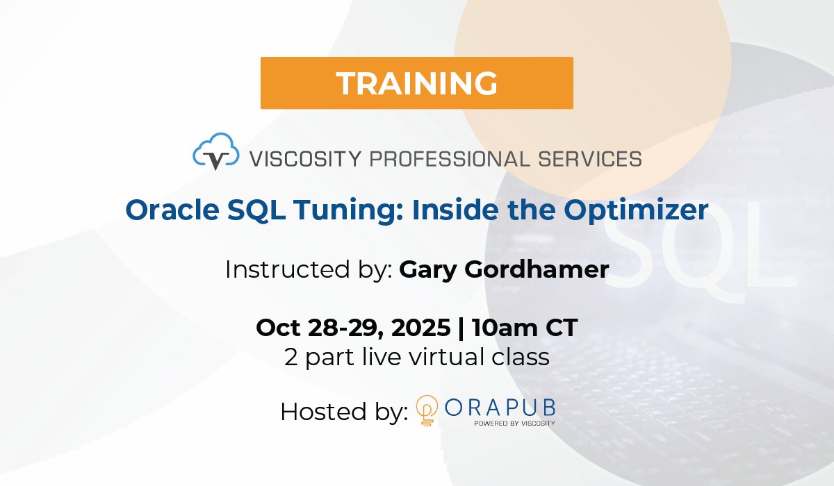 OraPubInc's tweet image. 🔥 Fixing SQL issues one by one? That only takes you so far.
In “Oracle #SQLTuning: Inside the Optimizer,” you’ll learn how to see what the Optimizer sees — object stats, execution plans, adaptive features with Gary Gordhamer.
Oct 28–29 | 10 AM CT
More: bit.ly/48kGrMM