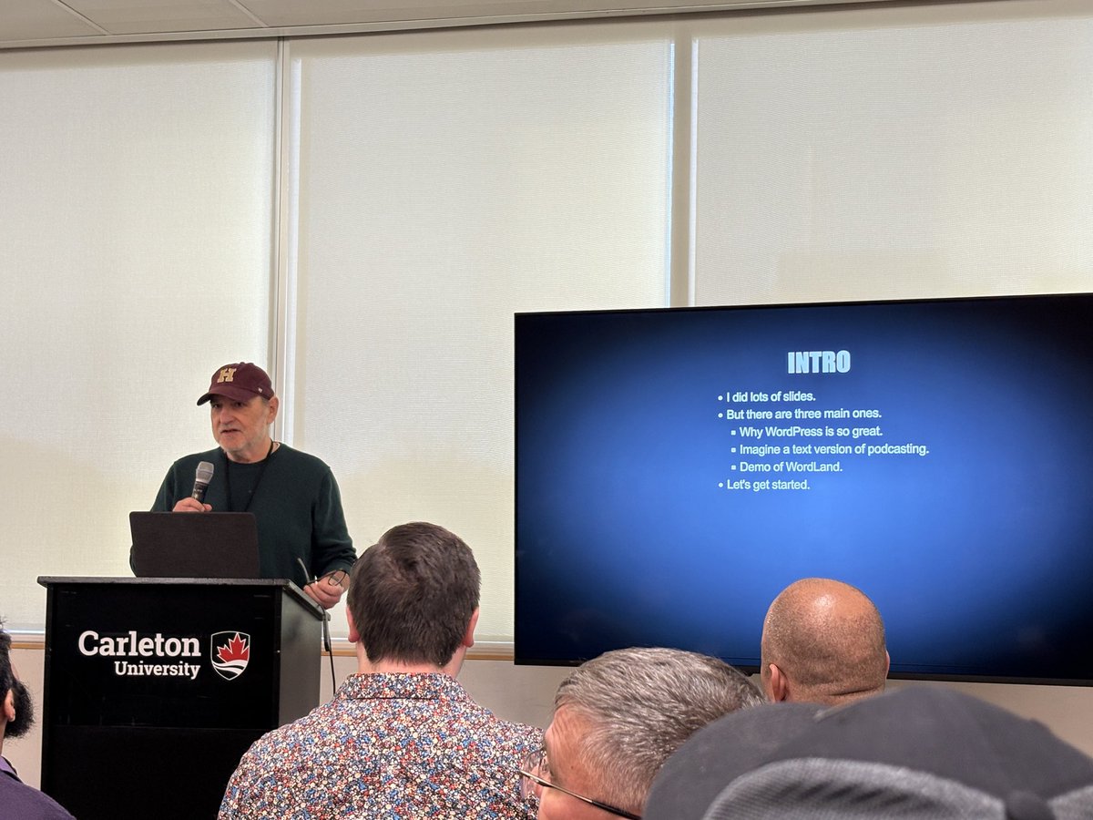 Beyond excited to see <a href="/davewiner/">Dave Winer</a> deliver his keynote at <a href="/WordCampCanada/">WordCamp Canada</a>.