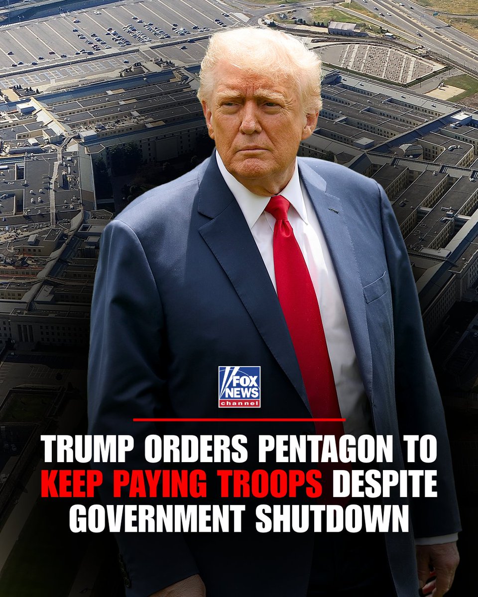 FoxNews's tweet photo. 'UNACCEPTABLE THREAT': President Trump orders troops to keep getting paid in an effort to protect "military readiness" as the government shutdown continues to grip Capitol Hill. https://t.co/vTqXbkoAQg