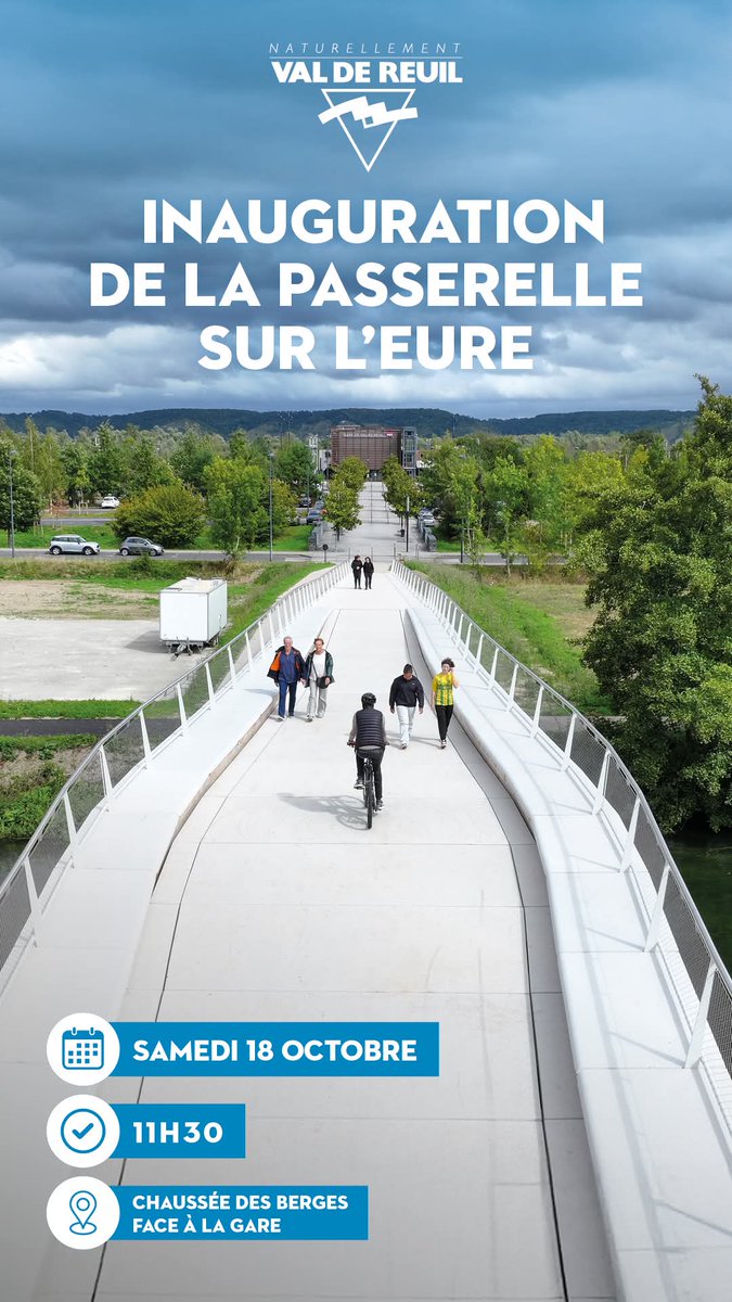 inauguration de la passerelle sur l'Eure 
le samedi 18 octobre à 11h30 
venez nombreux