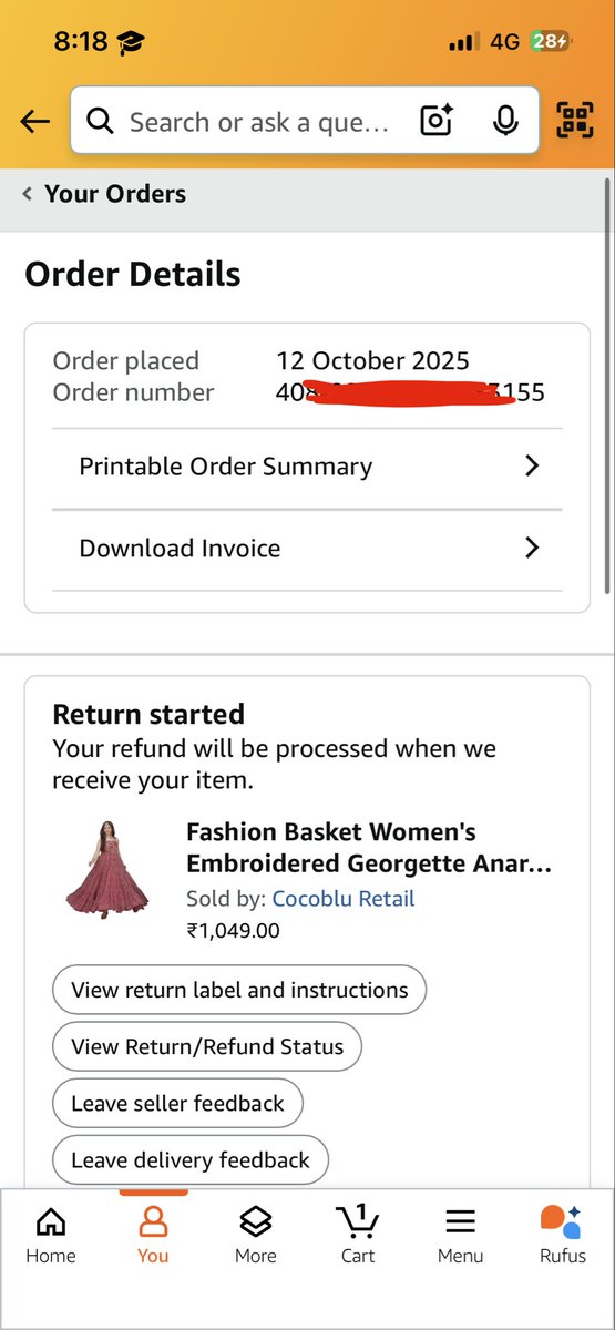 BailmareNikita's tweet photo. @amazon @AmazonHelp @amazonIN Big disappointment! Ordered a maroon kurta set but received a navy blue shoddy or with subpar quality saree instead. Attached pics for reference. Please help me with a replacement or refund ASAP! #Amazon #CustomerSupport #QualityMatters https://t.co/G1YZKsJSK0