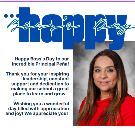 Happy Boss's Day, Principal Peña!!! #weloveyouandwemeanit