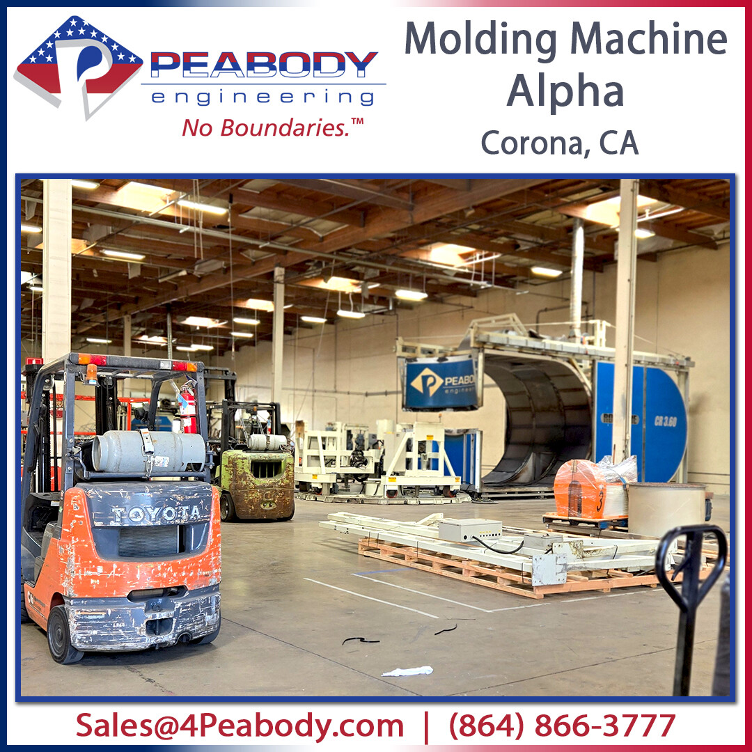 Our beloved Molding Machine - Alpha is leaving Corona, CA after years of molding Peabody Products! It's headed to Liberty, SC where it will continue its contribution to our manufacturing excellence. ❤️🤍💙 

#Manufacturing #MadeinUSA #RotoMold #PeabodyEngineering