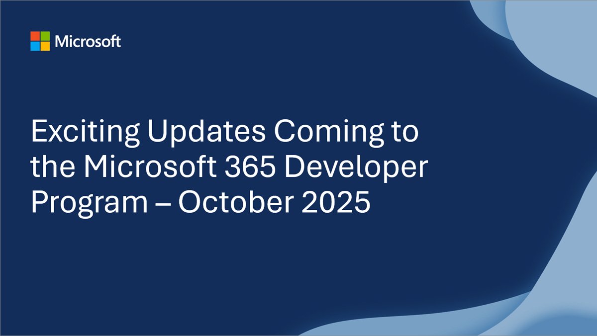 Microsoft365Dev's tweet image. ✨ Exciting new capabilities and enhancements for M365 Developer Program - October 2025
We are excited to share an update on the Microsoft 365 Developer Program. Your feedback has been invaluable in this journey.
Read details → msft.it/6010sfO2A
#Microsoft365dev