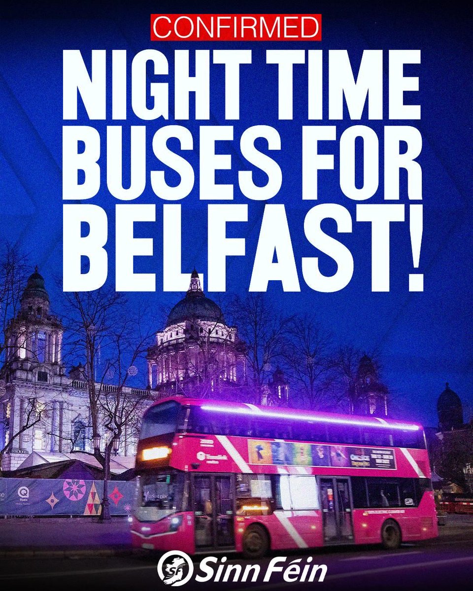 John Finucane MP (@johnfinucane) on Twitter photo 🚍 IT’S OFFICIAL - night buses are coming to Belfast. 
Sinn Féin ministers Liz Kimmins & Caoimhe Archibald have worked to secure funding for the new services.
Sinn Féin is committed to building a modern, vibrant economy that delivers for people & supports local businesses. 🚍 IT’S OFFICIAL - night buses are coming to Belfast. 
Sinn Féin ministers Liz Kimmins & Caoimhe Archibald have worked to secure funding for the new services.
Sinn Féin is committed to building a modern, vibrant economy that delivers for people & supports local businesses.