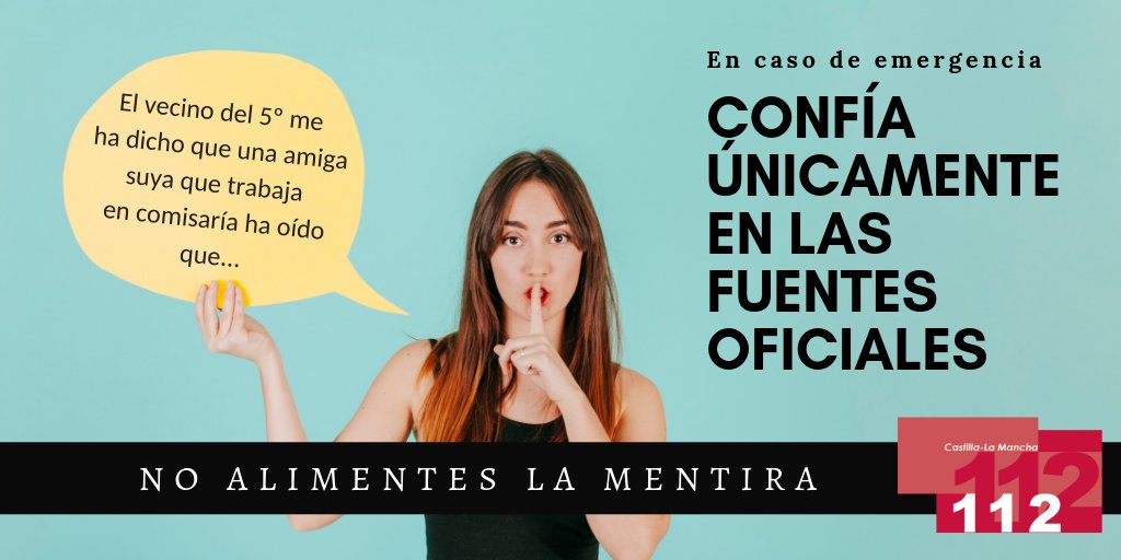 ¡No caigas en bulos! 🛑 Verifica siempre con fuentes oficiales: sitios web gubernamentales, medios verificados y servicios de emergencias. 📱🔍 Tu seguridad depende de la info real. #112clm