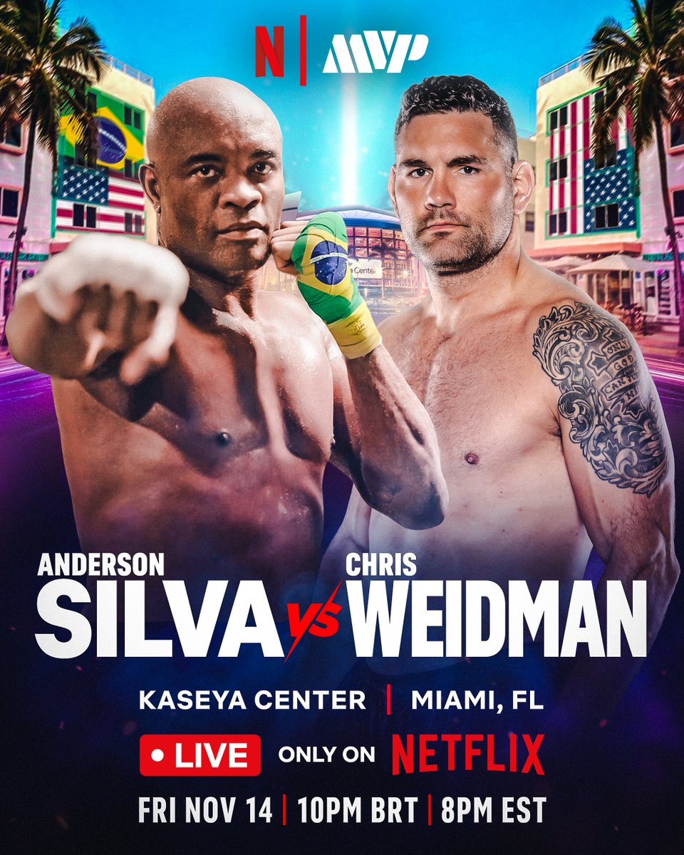netflixsports's tweet image. BREAKING: Anderson Silva will fight Chris Weidman on the main card of Jake Paul vs. Tank Davis.
#JakeTank
LIVE only on Netflix
Friday, November 14
8 PM ET | 5 PM PT