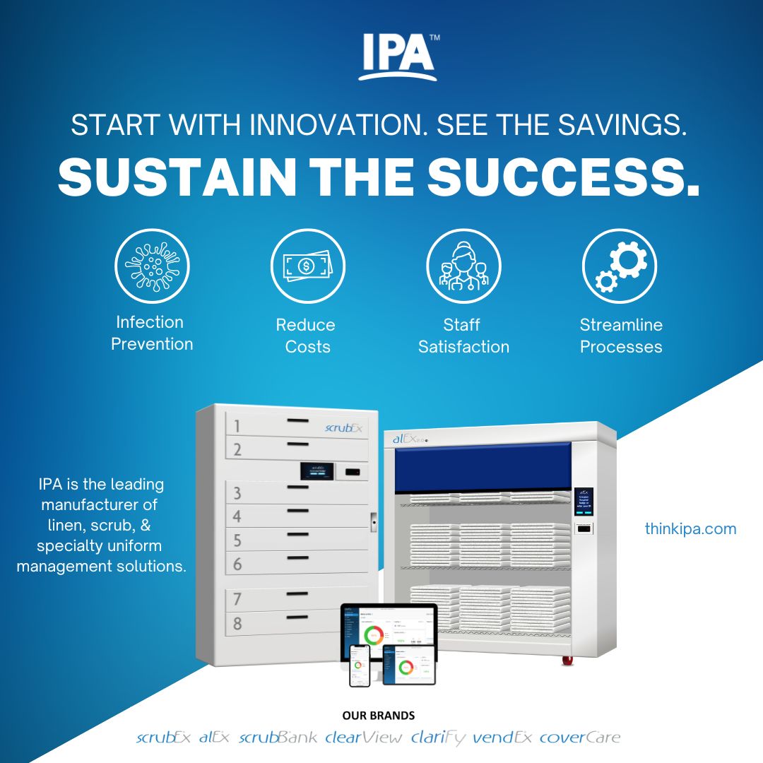 think_ipa's tweet image. At IPA, we help healthcare facilities streamline linen and scrub management through smart automation — delivering infection prevention, cost savings, staff satisfaction, and efficient processes that sustain long-term success.