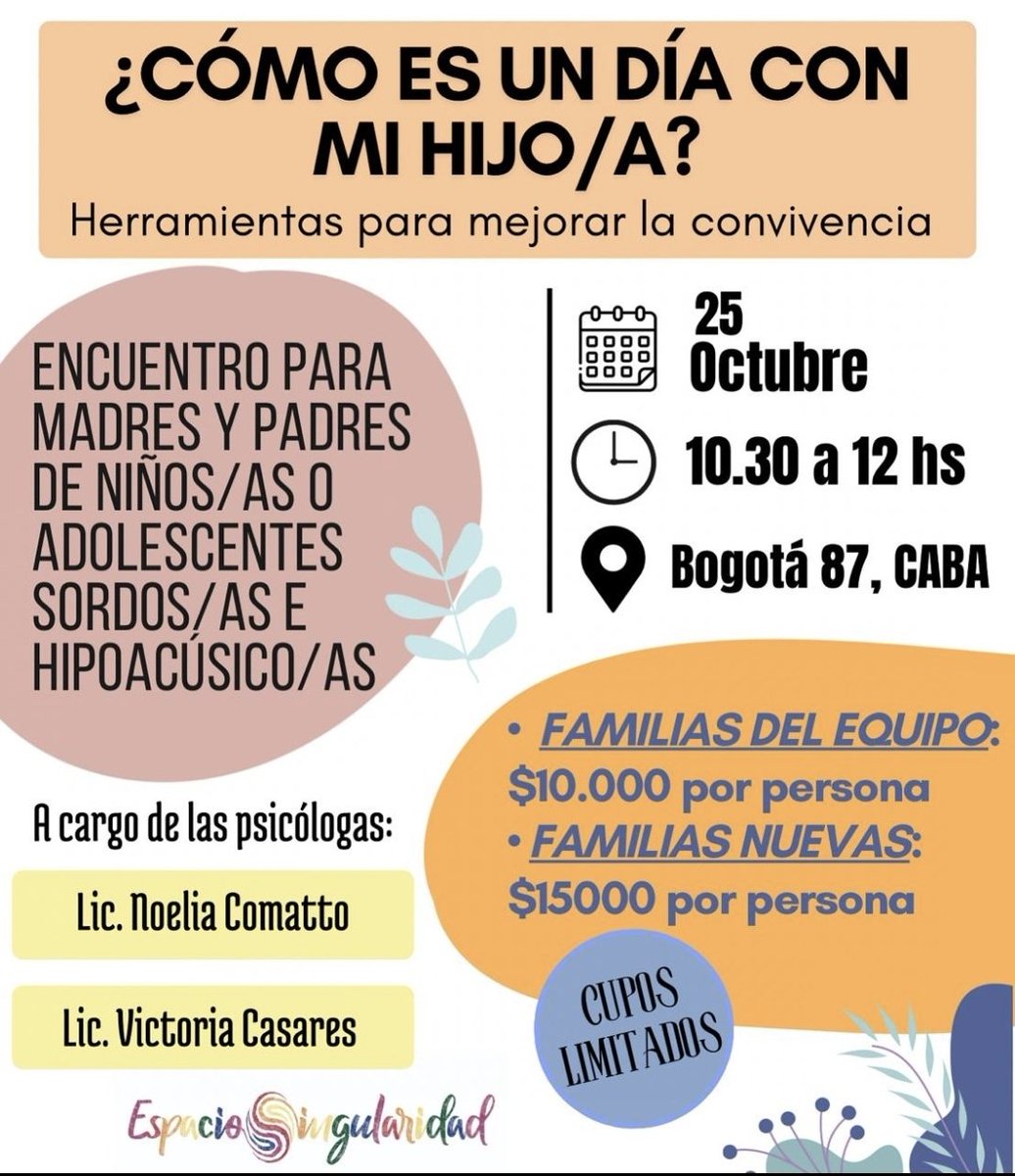 NOTISOR's tweet image. Hola familias!! Los/as invitamos a participar de un encuentro para madres y padres !! 👫👭 Un momento de intercambio, de reflexión y de aprendizaje!!! 💙 
INSCRIPCIÓN: forms.gle/9jRnd7GsFpKxa4…

Más información en @espaciosingularidad (IG)