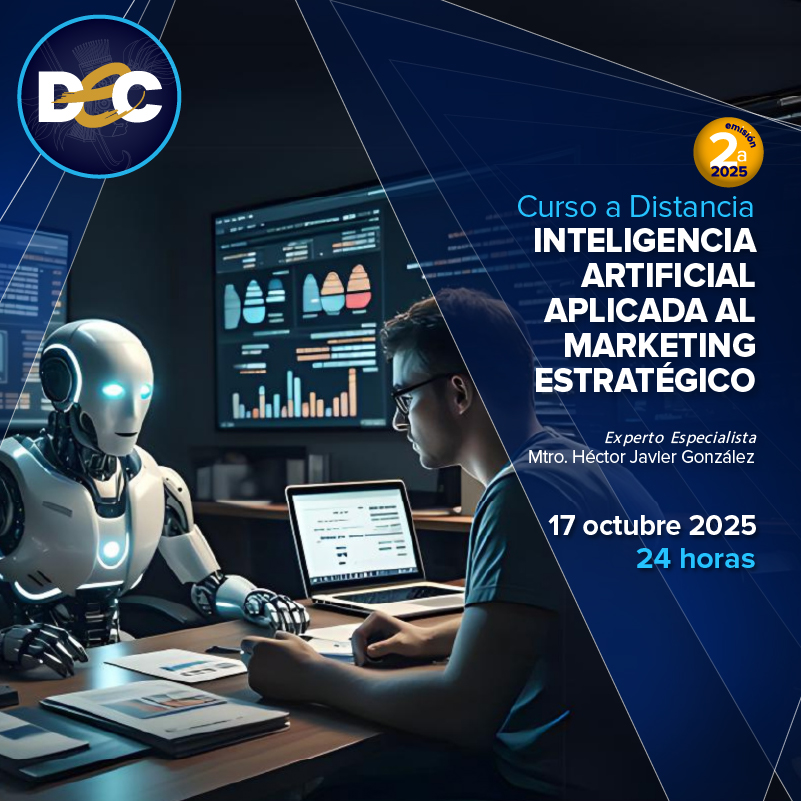 Curso a distancia “Inteligencia Artificial Aplicada al Marketing Estratégico”
📅 Inicio: 17 de octubre de 2025
⏳ Duración: 24 horas
📝 Inscríbete: cutt.ly/srLNAz0l
ℹ️ Para mayores informes: cutt.ly/grt29b4Z

#MarketingConIA #MarketingEstratégico #IAEnNegocios
