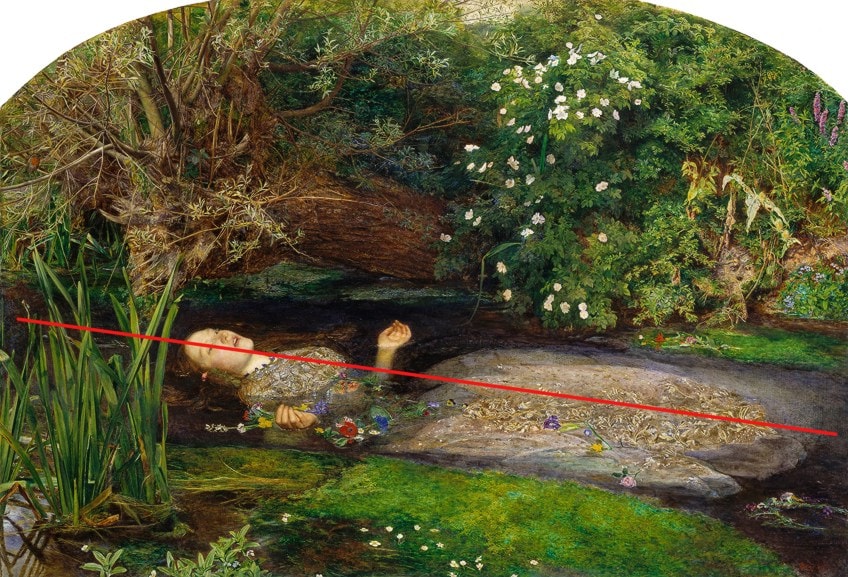 Bom dia ,  com A morte de Ophelia  ,  o drama do Hamlet de Shakeaspeare revisitado por Millais