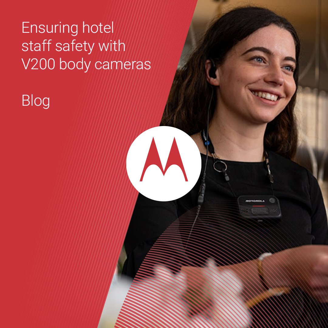 MotSolsEMEA's tweet image. Hotel staff safety is evolving with technology. Discover how the #MotorolaSolutions V200 body camera is setting a new standard in security. Learn more in our blog: bit.ly/4733Rno