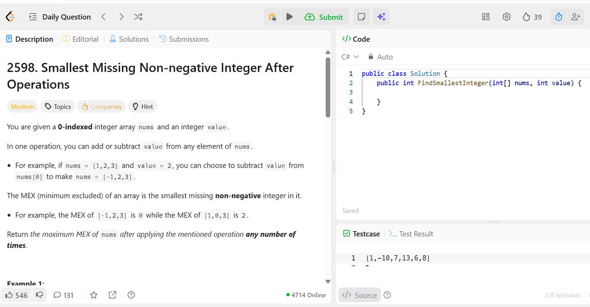 IntrovertTechi's tweet image. Day 12
POTD : 2598
It took more to solve.
#DSA #LEETCODE #100DaysOfCode #100DayChallenge
#Arrays