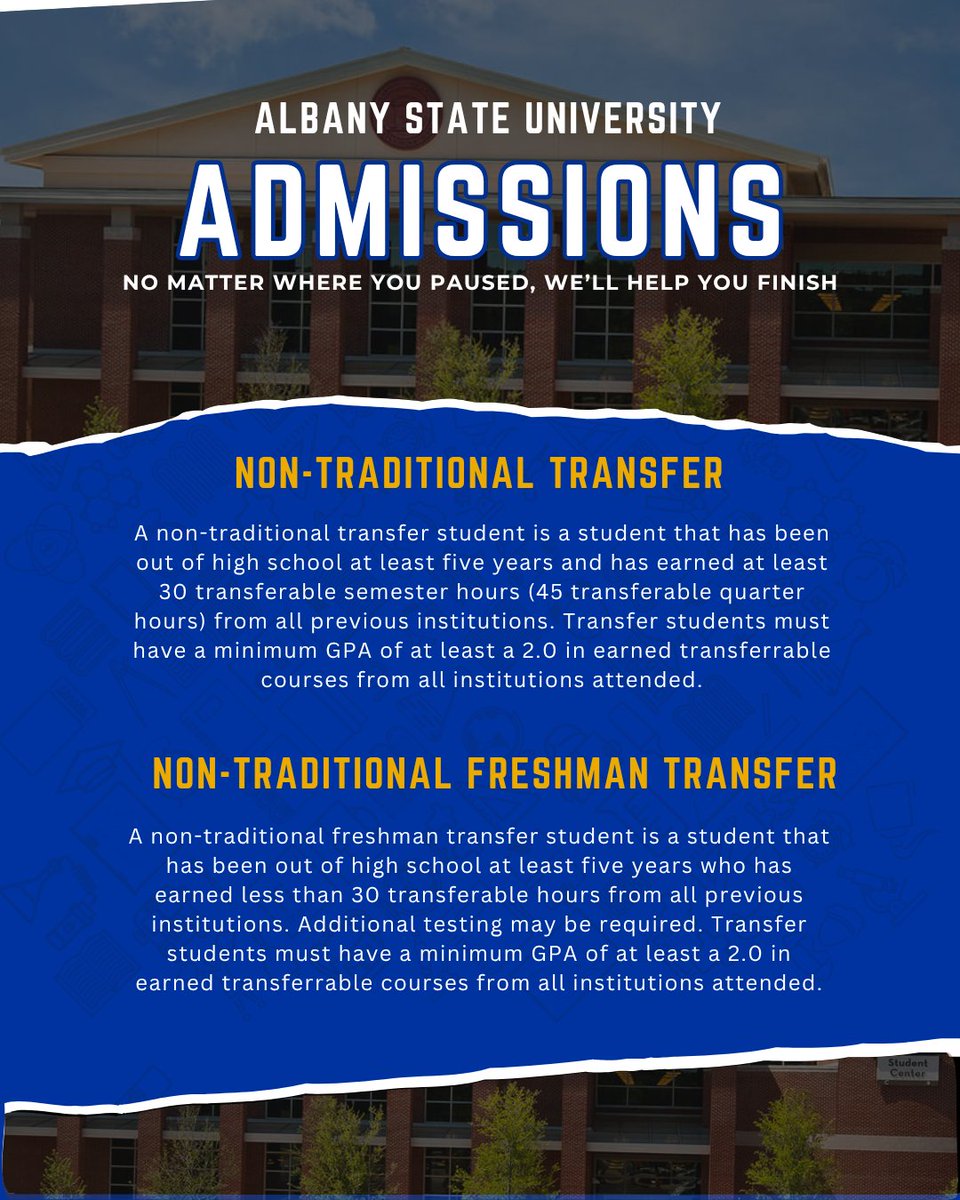 ASURamsGlobal's tweet image. Your goals didn’t expire, they just paused. Pick up where you left off with ASURams Global. Transfer your credits and apply by November 1 for the Spring 2026 semester. global.asurams.edu

#FinishWhatYouStarted #TransferToASU #ASURamsGlobal #AlbanyStateUniversity