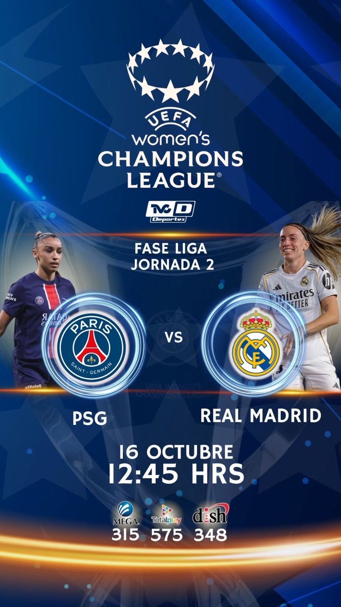 TVCDeportes's tweet image. UEFA WOMENS CHAMPIONS LEAGUE

Mañana el cierre de la Jornada 2 de @UWCL por nuestra señal:

@AtletiFemenino 🆚 @ManUtdWomen 

⏰ 10:45 HRS
📺 315 @Megacable 575 @totalplaymx 348 @DishMx
 🎙️ @soyrotorres / @silvanalcazar 

@PSG_espanol femenil 🆚 @realmadridfem 

 ⏰ 12:45 HRS
 📺…