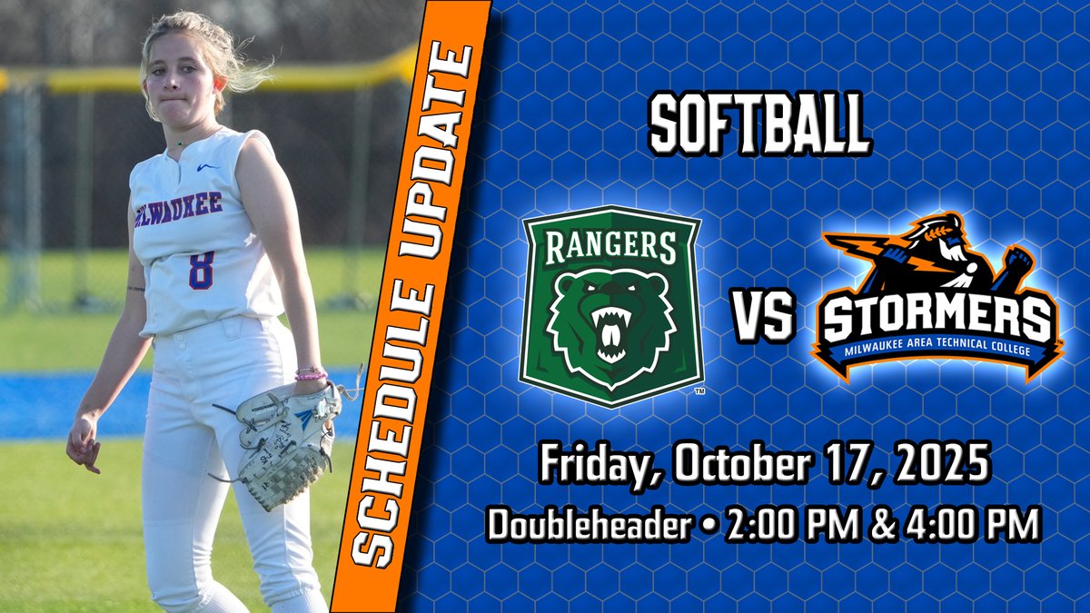 MATC_Athletics's tweet image. Softball Schedule Update vs. UW-Parkside 

Full Update: 
matcstormers.com/news/2025/10/1…