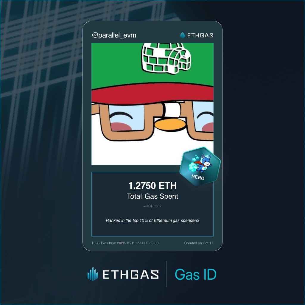 parallel_evm's tweet image. contributed 1.27 ETH GAS worth to ethereum ⛏️