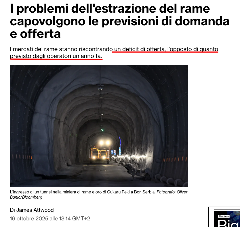 durezzadelviver's tweet image. Poveri "operatori". Potevano ascoltare noi, che abbiamo detto cinque o sei anni fa che ci sarebbe stata una seria difficoltà dell'offerta di rame rispetto alla domanda!
Altro immenso #QED di cui sarà piacevole discutere al #goofy14 l'8 e 9 novembre a Montesilvano. @AsimmetrieOrg.
