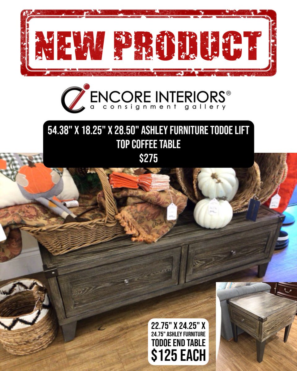 ConsignmentFLA's tweet image. Add industrial charm and smart function to your space with this Ashley Furniture Todoe collection. The lift-top coffee table doubles as a work or dining space

#EncoreInteriors #ConsignmentFinds #AshleyFurniture #CoffeeTable #EndTable #HomeDecor #FurnitureDeals #InteriorStyle