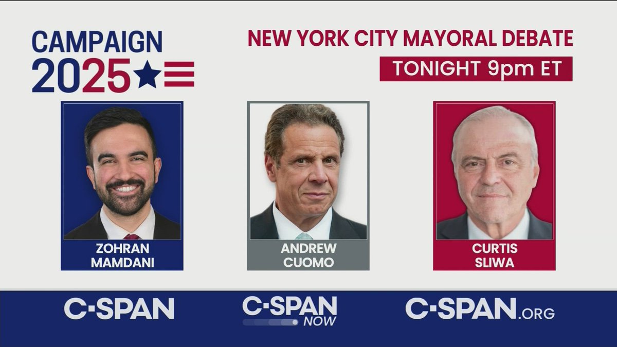 TONIGHT: New York City Mayoral Debate – 9pm ET on C-SPAN c-span.org/event/campaign…