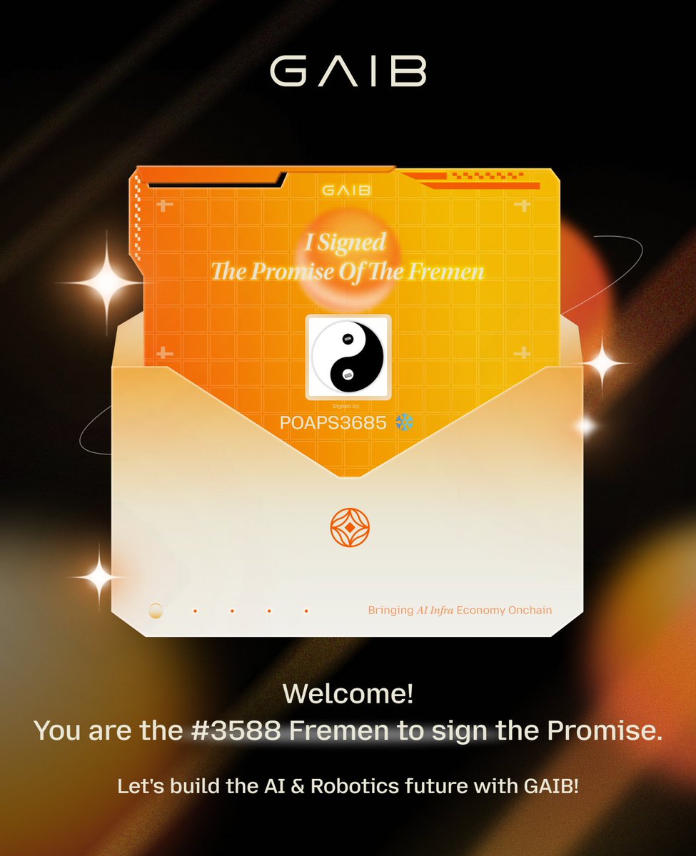 I signed The Promise of the Fremen! <a href="/gaib_ai/">GAIB 🟠 | RWAiFi | AI Infra</a>