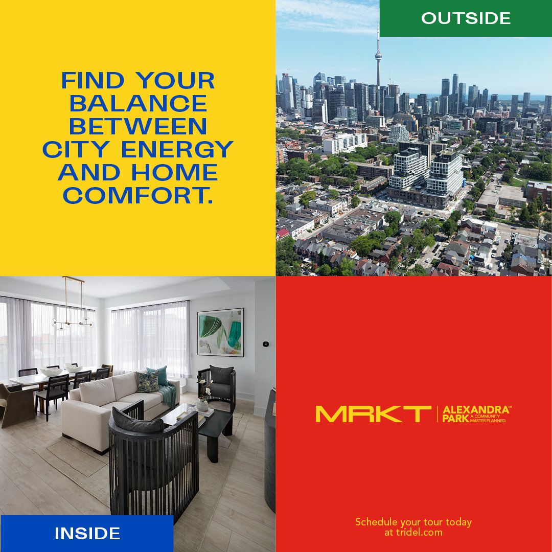 Discover life at MRKT Alexandra Park. Outside your door, experience the energy of Kensington Market and the buzz of downtown living. Grab coffee from a local café, stroll through galleries, and immerse yourself in the culture of the neighbourhood.

Inside Suite 512, enjoy 1,054