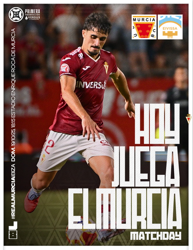 🔴⚪️  𝙃𝙊𝙔 𝙅𝙐𝙀𝙂𝘼 𝙀𝙇 𝙈𝙐𝙍𝘾𝙄𝘼.

⚔️ <a href="/ibizaud/">UD Ibiza 🩵</a> 
🕓 18:15h
🏟️ Estadio Enrique Roca de Murcia
🎟️ realmurcia.compralaentrada.com

#RealMurciaIbiza