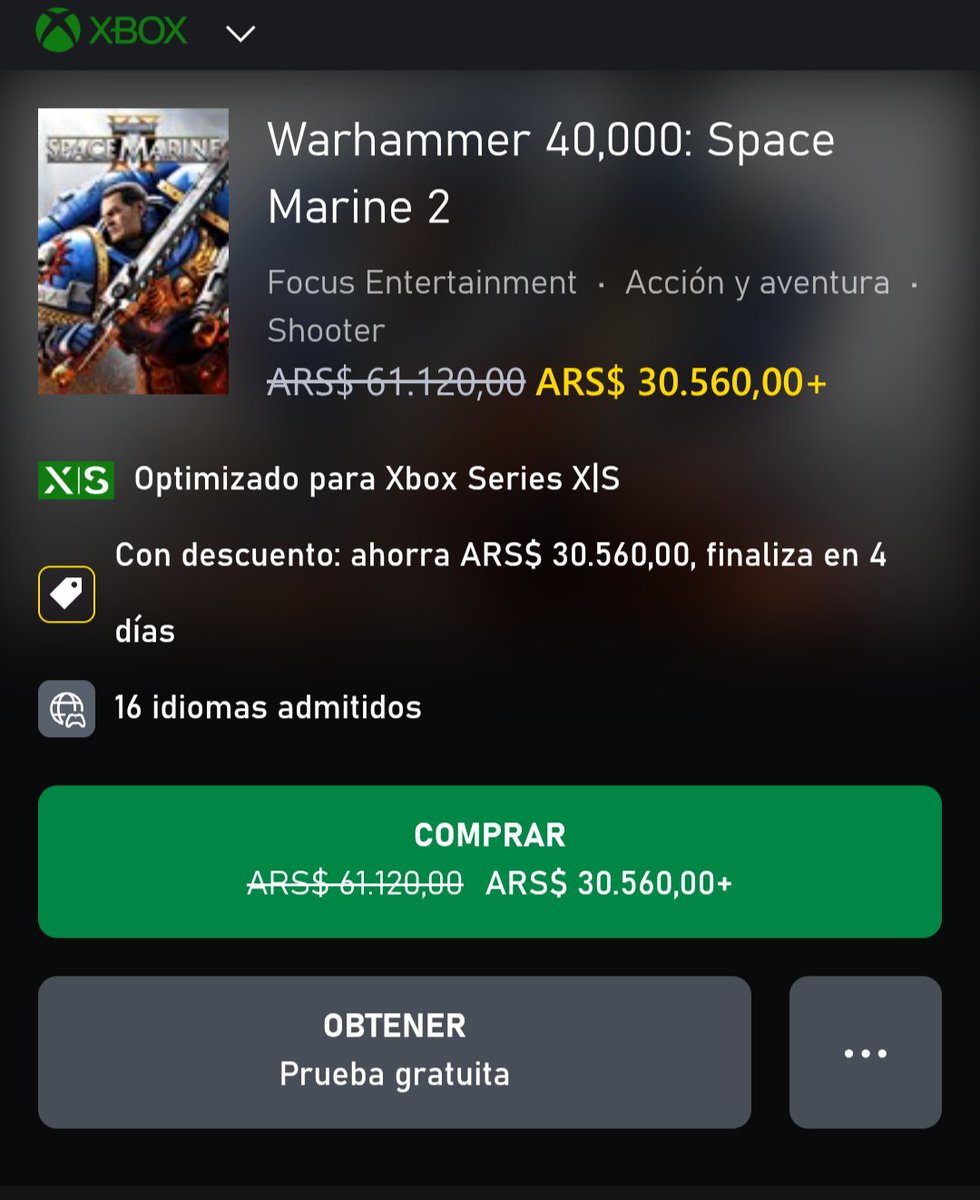 Los usuarios de Xbox Series van a poder bajar una prueba gratuita de Space Marine 2 y jugarla hasta el 20 de octubre.

La prueba incluye acceso al inicio de la campaña, tres operaciones y CASI todo el PvP sin necesidad de Game Pass por lo visto.

xbox.com/es-AR/games/st…