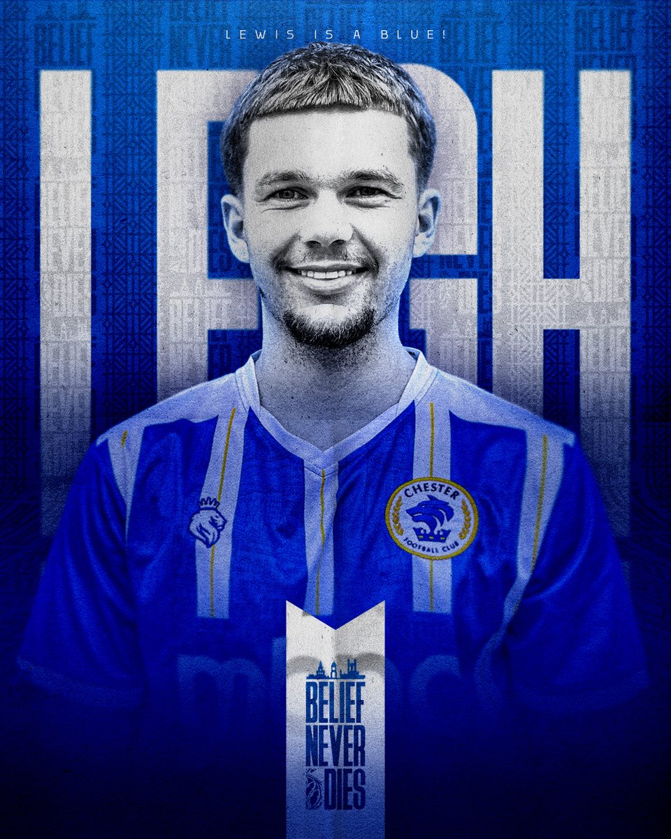 🔵 #ChesterFC are delighted to announce the signing of 21-year-old midfielder Lewis Leigh!

#BeliefNeverDies 💙