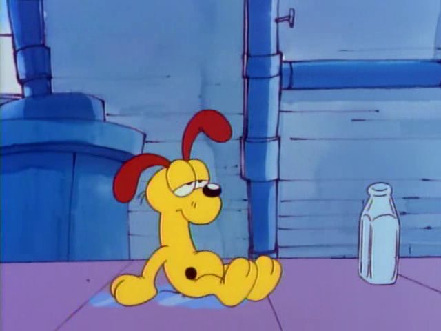 LostGarfields's tweet image. Lying in a puddle of some forgotten liquor, Odie thinks, “I hope I die today. Save me from another late night of red eyes.”