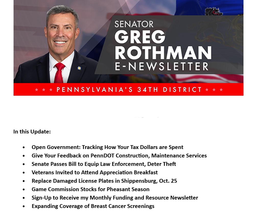 Thanks for taking the time to read my latest update!
🗞️ Access it here: SenatorRothman.com/enews/101625-2
📩 Sign up to have my e-newsletter sent directly to you: SenatorRothman.com/enewsletters