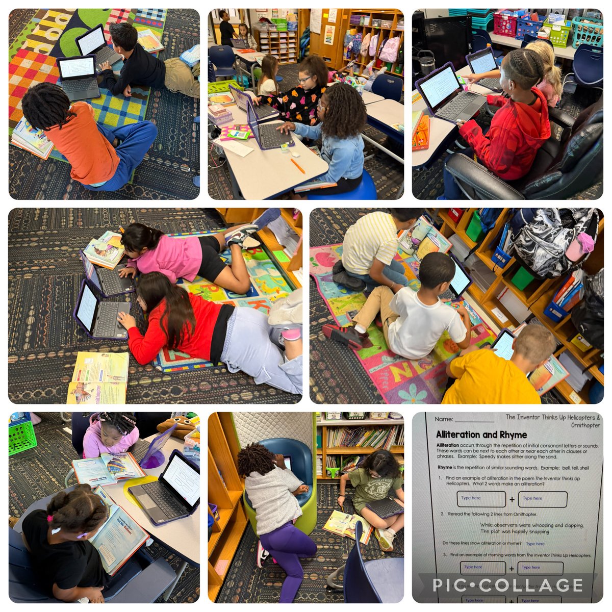 In readers workshop, we use tax evidence to prove different alliteration and rhyming words from our poems of the week! We shared out with a partner! <a href="/RobeyRockets/">Robey Elementary</a> #wearewayne 📕