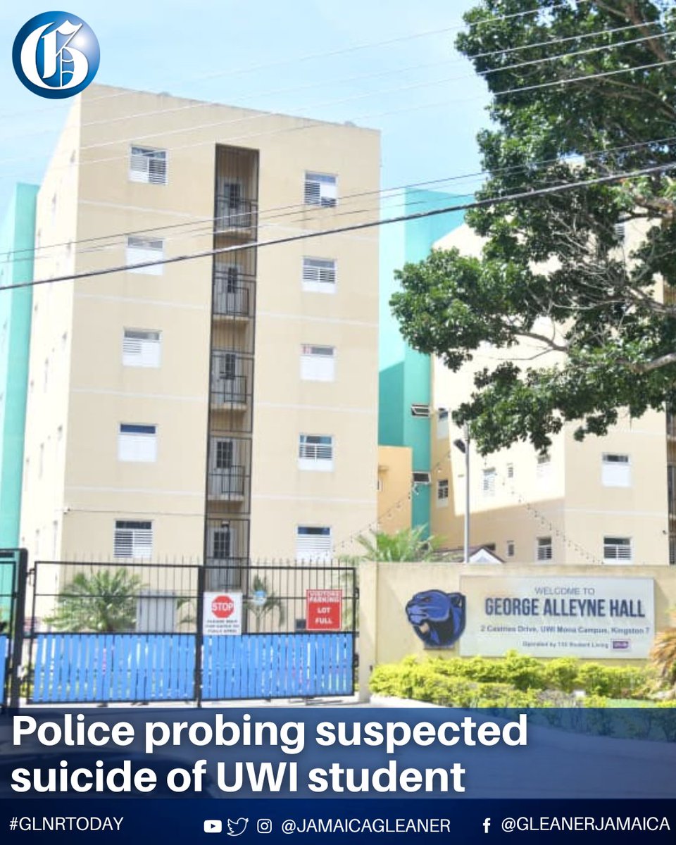 The body of a female student of the University of the West Indies, Mona, was reportedly discovered on the George Alleyne Hall at the campus on Thursday morning. It’s understood that suicide is suspected. Police investigators are currently at the scene. More soon. #GLNRToday