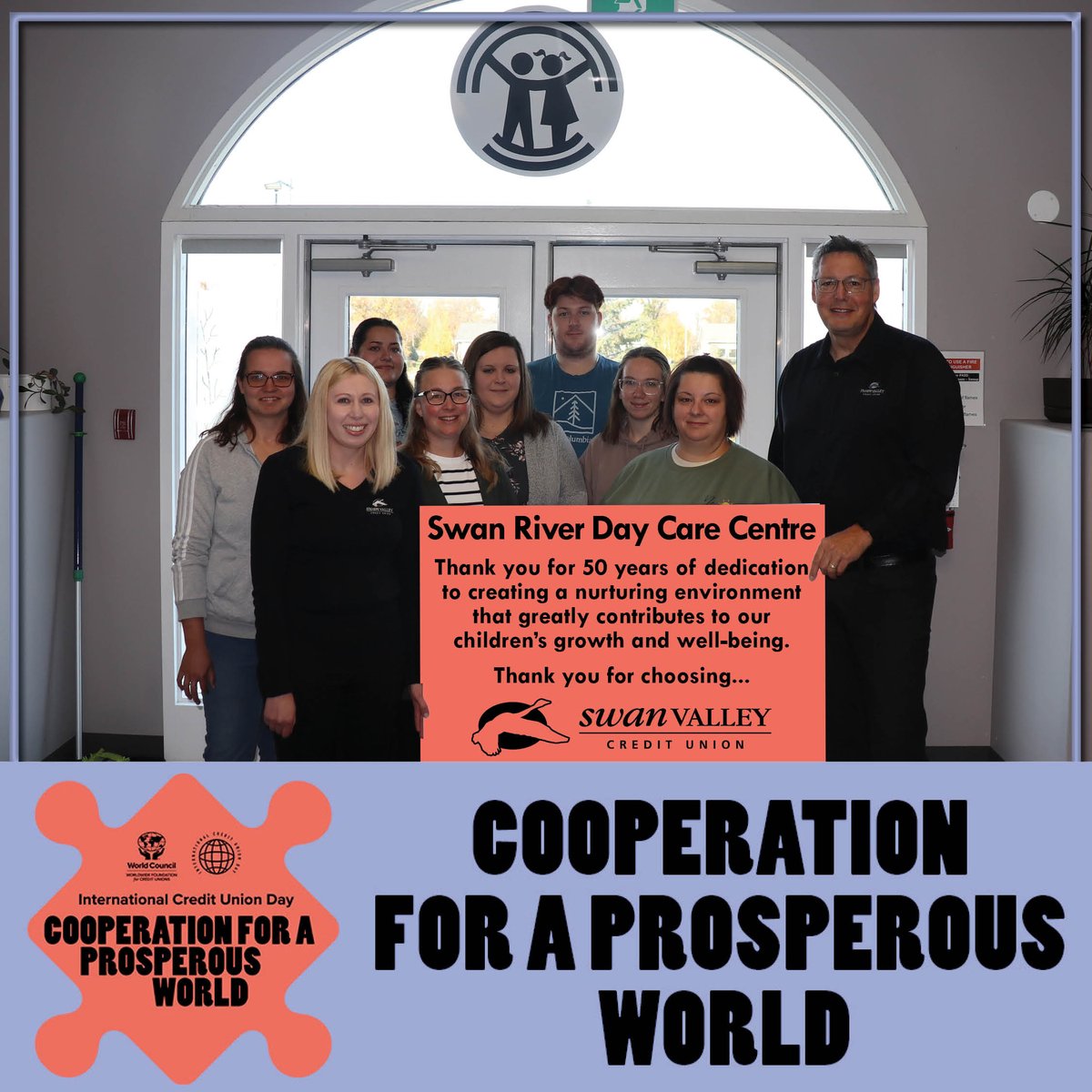 SwanValleyCU's tweet image. 🎉 Happy International Credit Union Day!
Shoutout to Swan River Day Care Centre—50 years of nurturing young minds, 25 amazing staff and generations of great kids!
Thanks for choosing SVCU!
#ICUDay2025 #SVCU #SRDC
📈 Childcare boosts GDP: 1l.ink/RLBX8SB