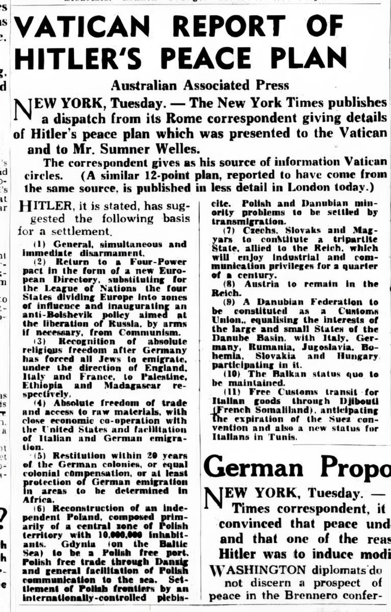 HistoryArcs's tweet image. 👨🏻 🇻🇦 Adolf Hitler asked the Vatican to intervene and help end the Second World War.