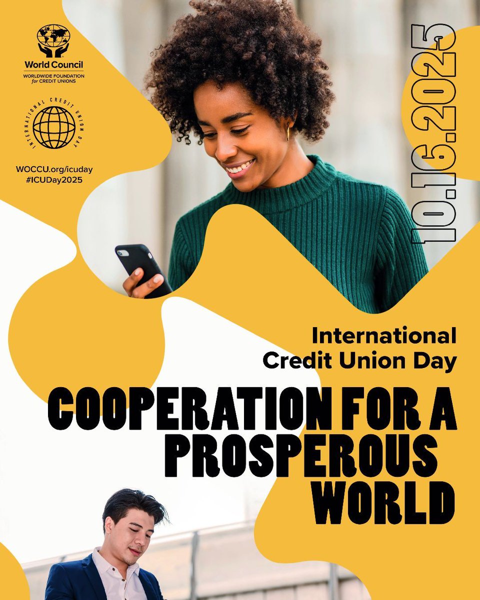 jsfcu's tweet image. Today, Thursday, October 16, 2025, join credit union and financial cooperative members around the globe in celebrating 77 years of International Credit Union Day®. 

Visit us at Jersey Shore FCU and celebrate with your fellow member owners!